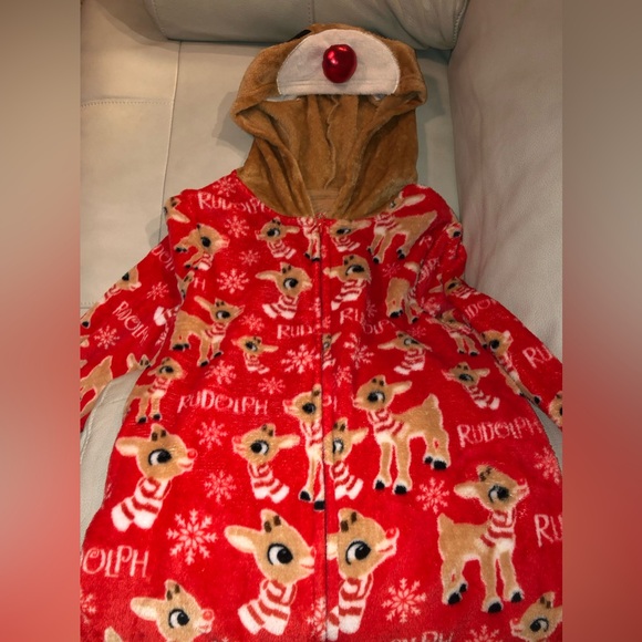 Rudolph the Red Nose Reindeer Pajamas super Minky union suit, NWT size XS - Picture 4 of 9